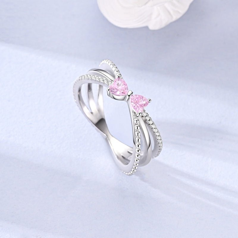 Sparkling Pink Bow Ring