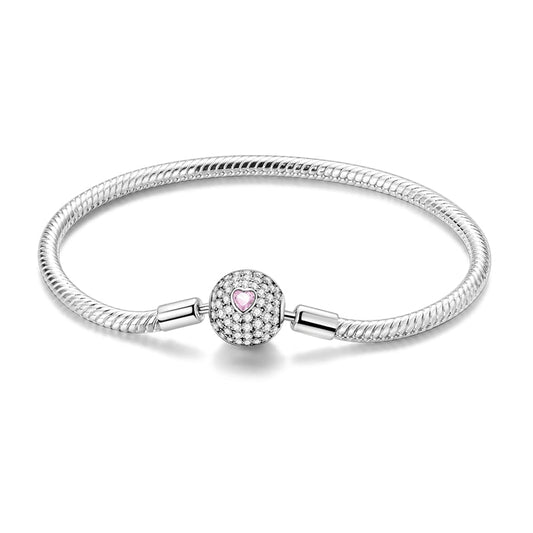 Sparkling Pink Heart Charm Bracelet