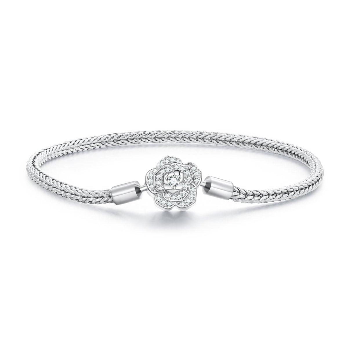 Sparkling Rose Blossom Charm Bracelet