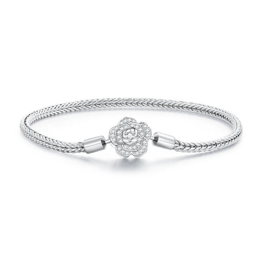 Sparkling Rose Blossom Charm Bracelet