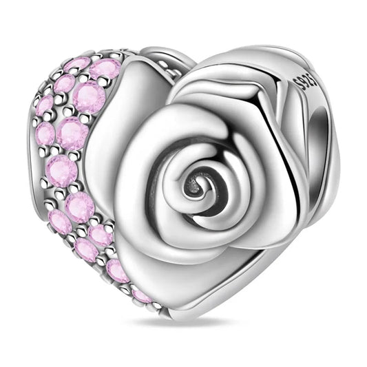 Sparkling Rose in Bloom Charm