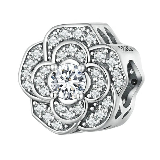 Sparkling Rose in Bloom Oversized Charm