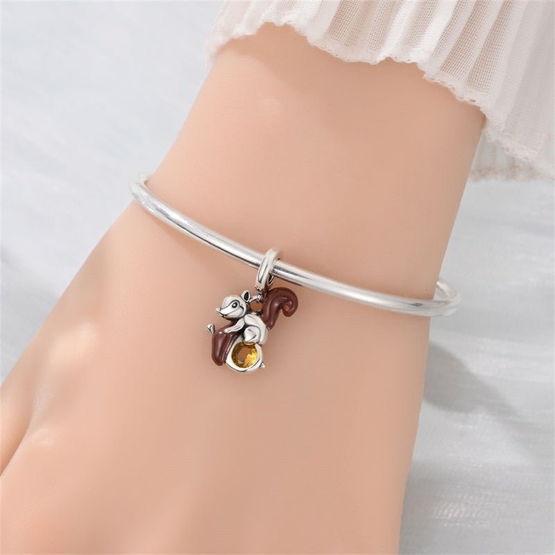 Squirrel with Acorn Dangle Charm