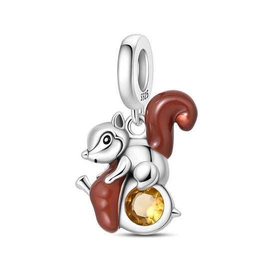 Squirrel with Acorn Dangle Charm
