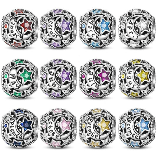 Star & Moon Birthstone Charm