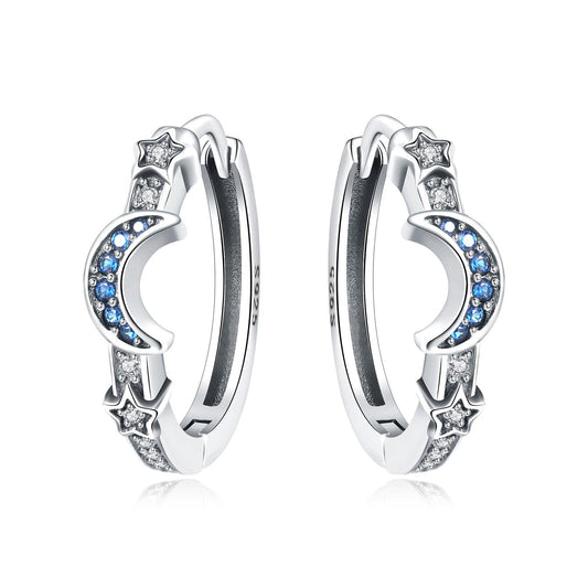 Star & Moon Hoop Earrings
