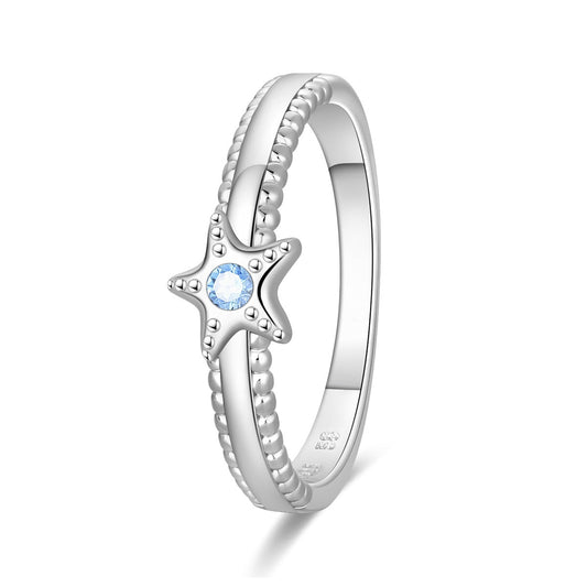 Starfish Beaded Band with Blue Crystal Accent