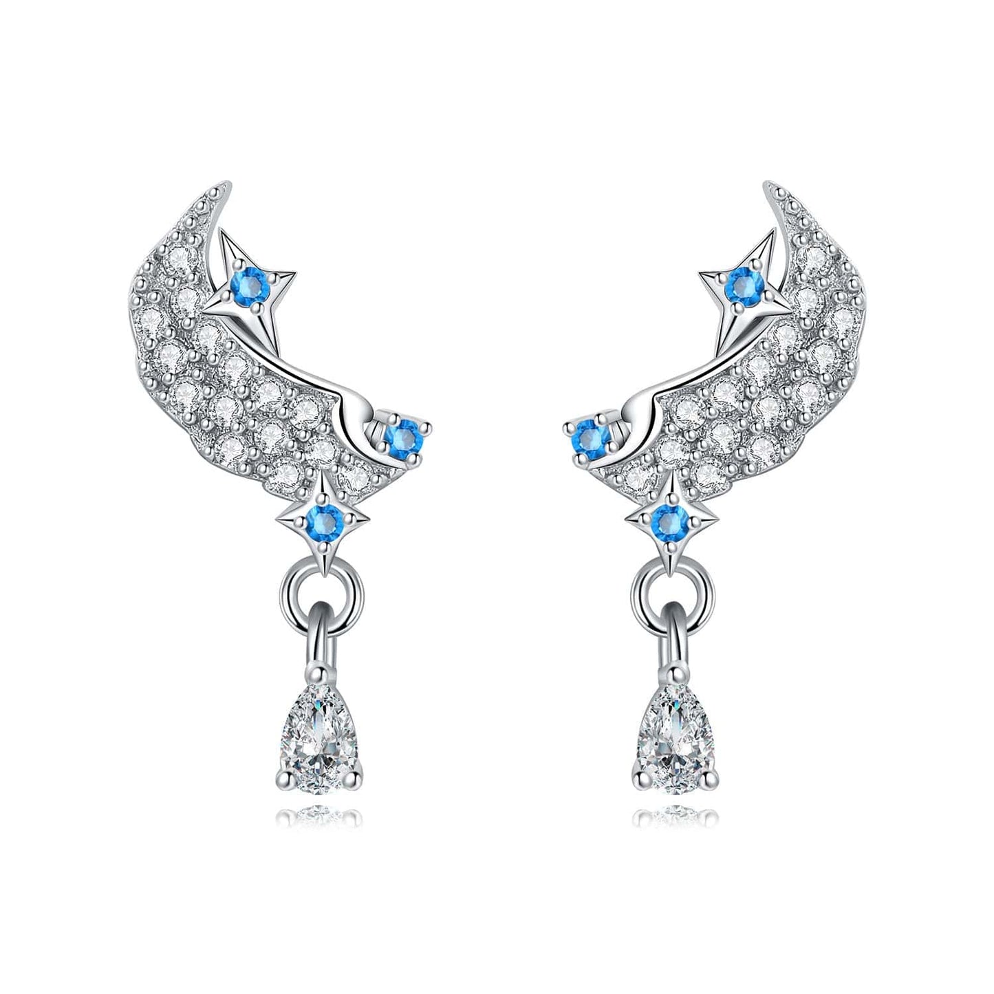 Starlit Crescent Drop Earrings