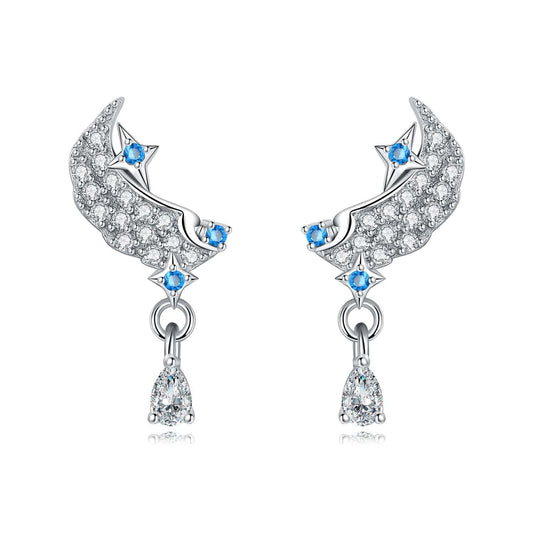 Starlit Crescent Drop Earrings