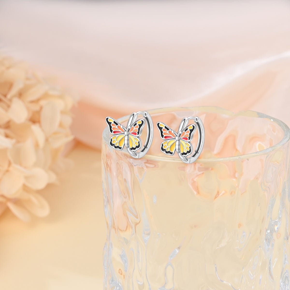 Sunset Glow Butterfly Hoop Earrings