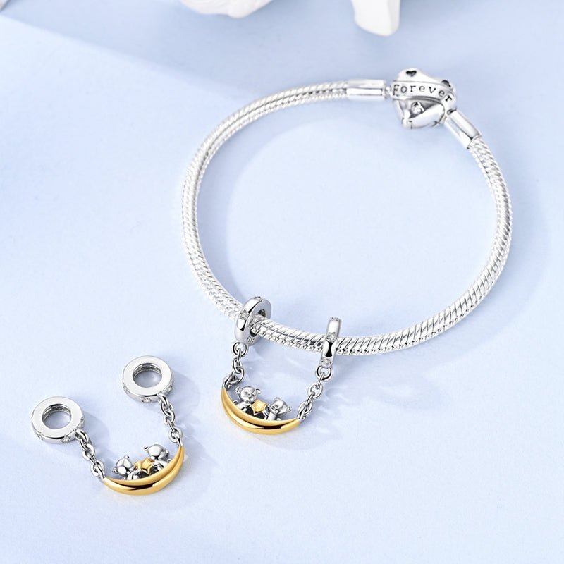 Teddy Bears Holding Star Safety Chain Charm