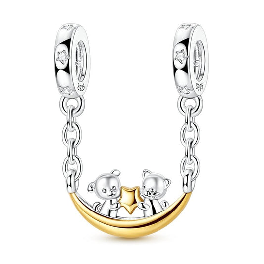 Teddy Bears Holding Star Safety Chain Charm