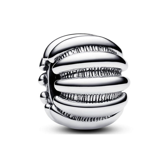 Textured Ribbed Elegance Silver Charm