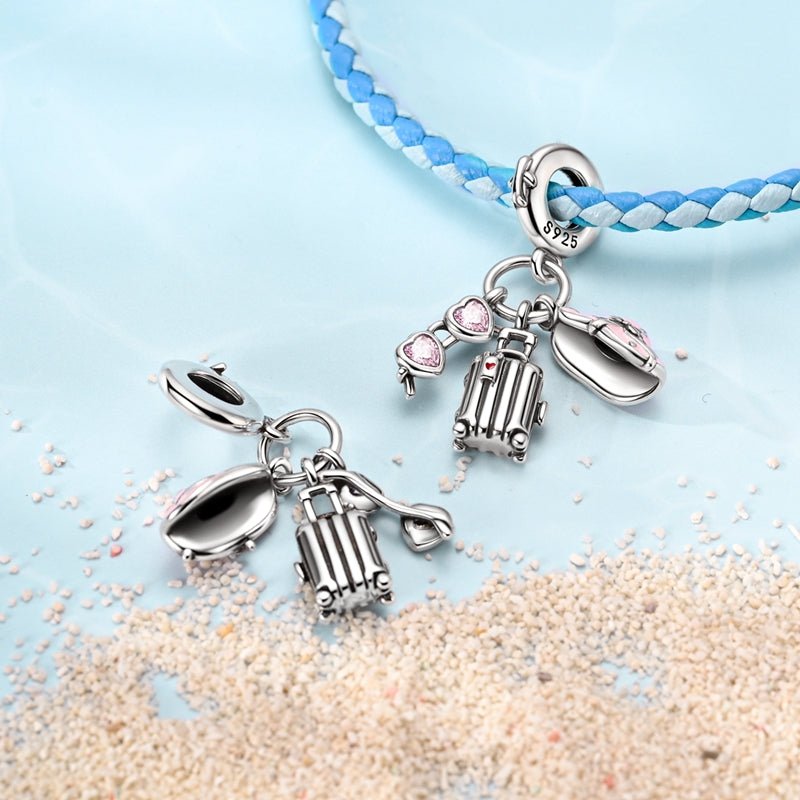 Travel Essentials with Heart Sunglasses, Luggage & Bow Hat Dangle Charm