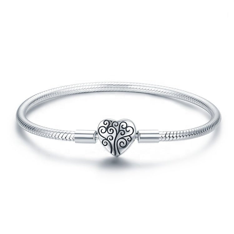 Tree of Life Heart Clasp Charm Bracelet