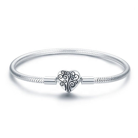 Tree of Life Heart Clasp Charm Bracelet