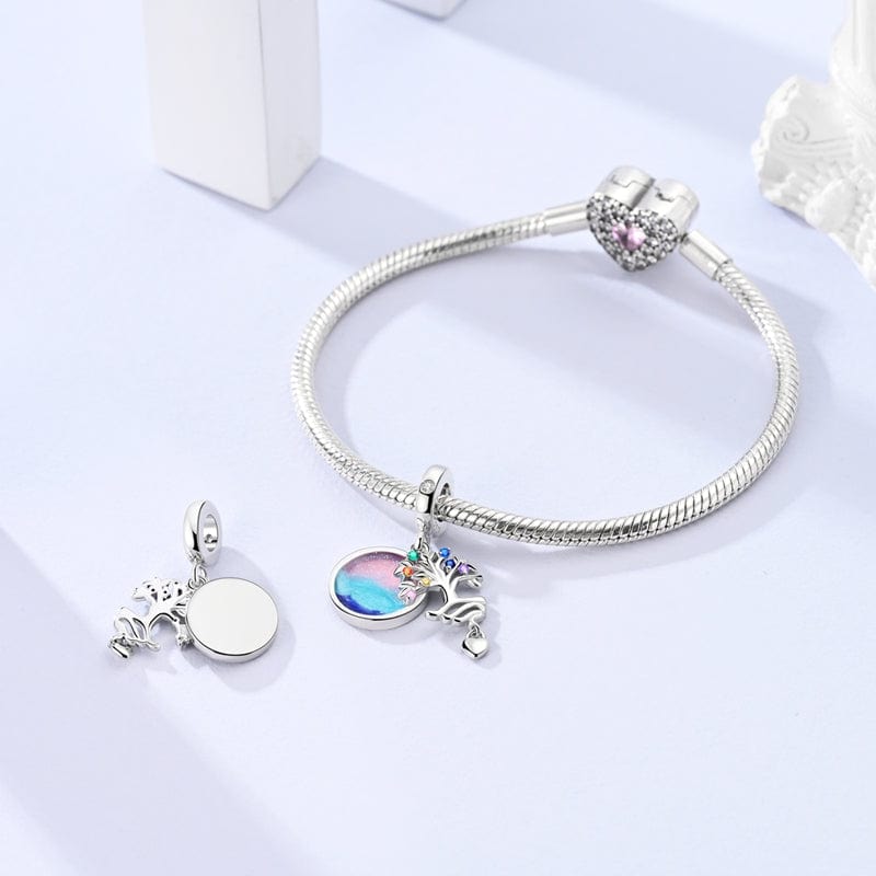 Tree of Life with Multicolor Gemstones Dangle Charm