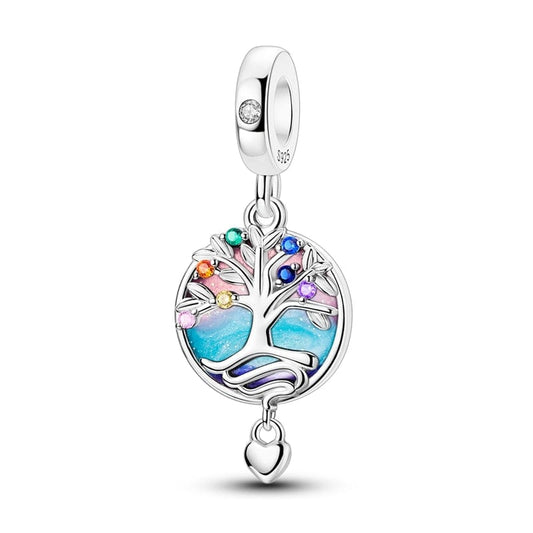 Tree of Life with Multicolor Gemstones Dangle Charm