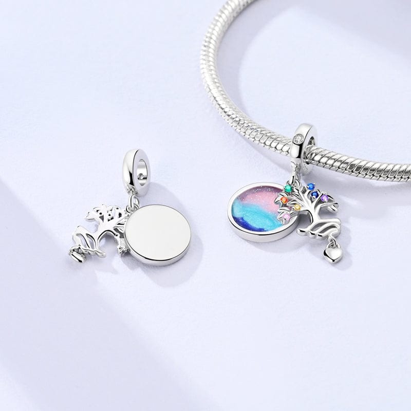 Tree of Life with Multicolor Gemstones Dangle Charm