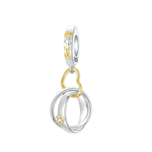 Two-tone Wedding Rings Dangle Charm