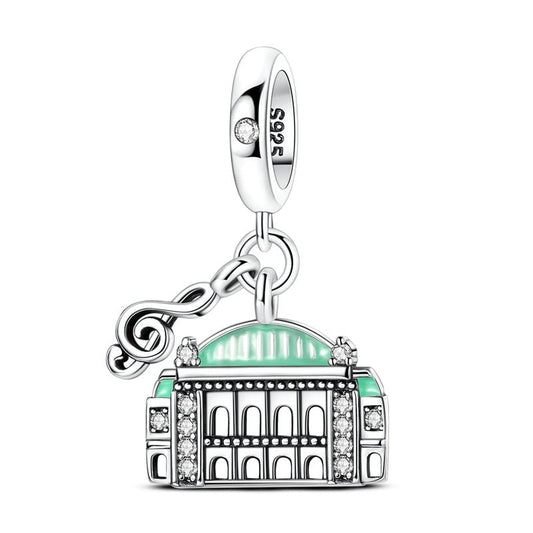 Vienna Opera House with Musical Note Dangle Charm