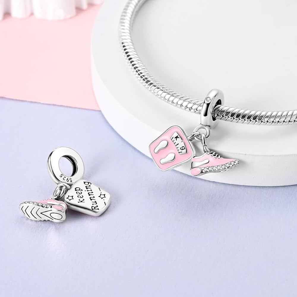 Weighing Scale Pink Sneakers Dangle Charm