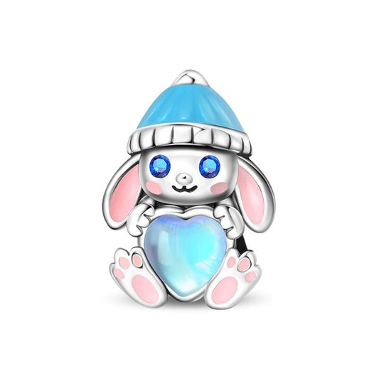 Winter Bunny with Blue Heart Charm