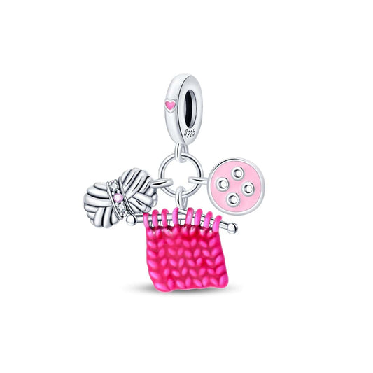 Yarn, Knitted Fabric, & Button Charm